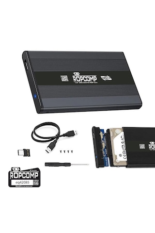 Ropcomp 2.5" Usb 2.0 Sata Harici Hdd Kutusu Type-c Dönüştürücülü