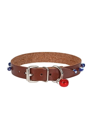 Cattie Boncuklu Deri Kedi Boyun Tasması Xl 1.5x28-32CM Kahverengi