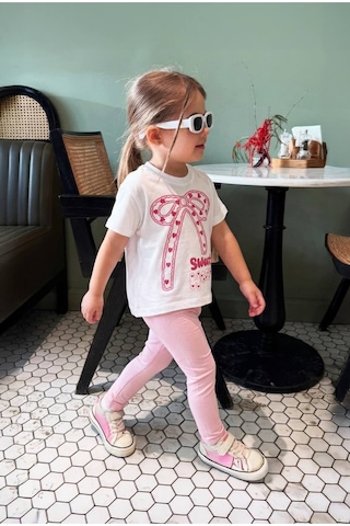 Poala Kids Fiyonklu Taytlı Takım Pembe