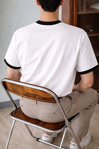 Tarz Cool Erkek Kontrast Yaka Basic Tişört Modern Ve Şık T-shirt Beyaz