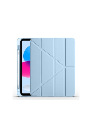 Apple Uyumlu iPad 10.nesil 10.9 İnç 2022 Üçgen Katlanabilir Kalemlikli Standlı Akıllı Kılıf