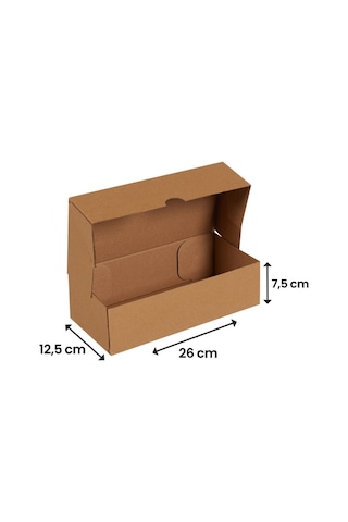 Packanya 26 x 12.5 x 7.5 - 25 Adet Kesimli Karton Kutu - Internet ve Kargo Kutusu