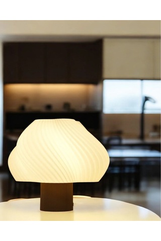 Aura Modern Tasarım Masa Lambası , Komidin Aydınlatma Şık Abajur - Kahve Beyaz Çok Renkli