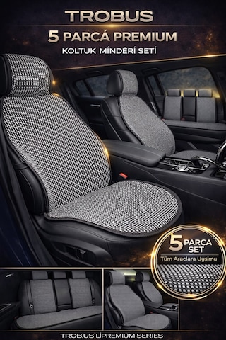 Premium Series Universal Ön Ve Arka Oturak 5 Parça Koltuk Minder Seti Gri