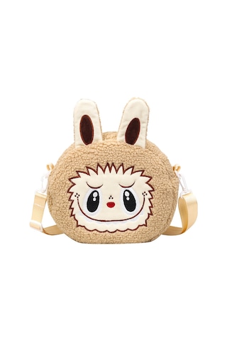 Snapbuy Labubu Tasarımlı Peluş Çapraz Çanta Bej