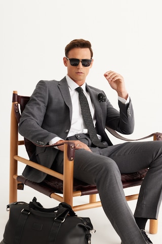 AC&Co / Altınyıldız Classics Erkek Gri Slim Fit Dar Kesim Mono Yaka Cordura Kumaş Yünlü Takım Elbise Gri