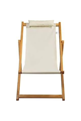 Ahşap Katlanabilir Taşınır Şezlong. Plaj, Bahçe, Teras, Balkon Şezlongu. Krem Çok Renkli