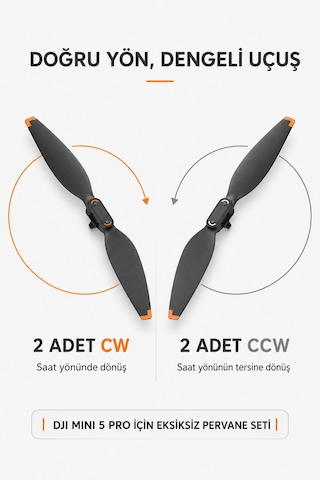 Mini 5 Pro Pervane Seti 2 Cw + 2 Ccw Düşük Sesli Yedek Drone Pervanesi