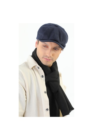 Elif İç Giyim Erkek Peaky Blinders Kaşe Kumaş Şapka Kasket Lacivert