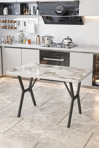 Parla 70x110cm Efes Mutfak Masası, Mutfak Masası Takımı, Yemek Masası, 4 Kahverengi Sandalye Kahverengi