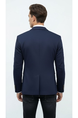 Plus Scorpion Lacivert Erkek Slim Fit Tek Düğmeli Blazer Ceket Şık Dokulu Kumaş, Astarli, Günlük Ve Ofis Kombinlerine Uygu Lacivert