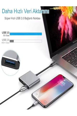 Fh-7 3'ü 1 Arada Usb-c Hub: Usb 3.0, Pd 100w Type-c, 4k/30hz Ultr