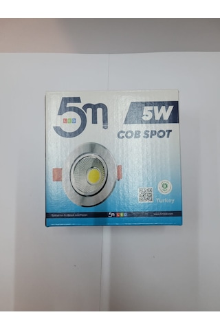 5m 5 Watt Cob Spot Krom Kasa 3200k Günışığı Led Spot 10 Lu Paket Gümüş - Krom