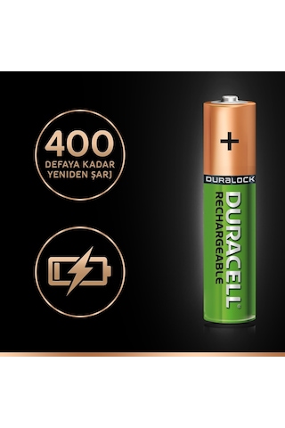 Duracell 750 mAh AAA Ni-MH Şarj Edilebilir İnce Kalem Pil 8'li + Pil Kutusu