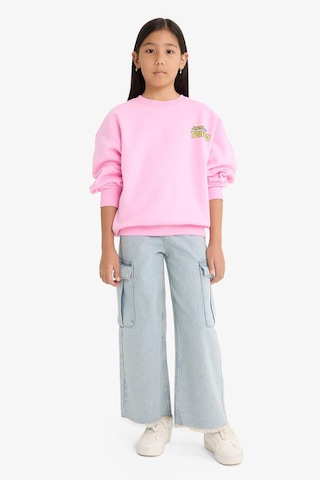 Defacto Kız Çocuk Oversize Geniş Kalıp Bisiklet Yaka Sırt Baskılı İçi Yumuşak Tüylü Sweatshirt E6781a825wnpn666 Pembe