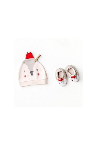 Andywawa Bebek Hat Bottie Penguin Şapka Patik Set Ekru Ac25348 Ecru