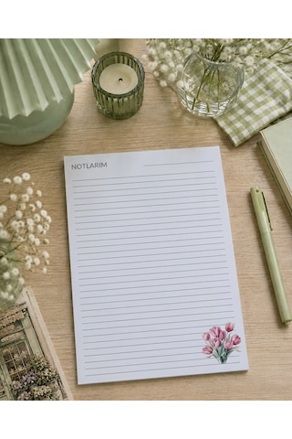 A4 Çizgili Laleli Defter Beyaz-pembe A4 Çizgili Laleli Defter Beyaz-pembe