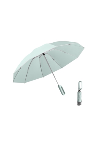 Moveevo Otomatik Açık-kapat Çift Kullanimlı Şemsiye, 10 Fiber Iskeleli Rüzgar Dayanıklı, Ters Katlanabilir Tasarım, 280t Dokuma, Soğuk Yeşil
