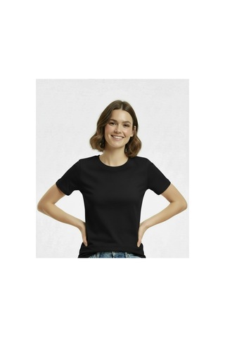 Lyvean Bisiklet Yaka Regular Kısa Kollu Tshirt Siyah