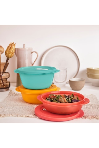 Tupperware Mikro Oval Kap 3Lü Set 1L15L2L Çok Renkli