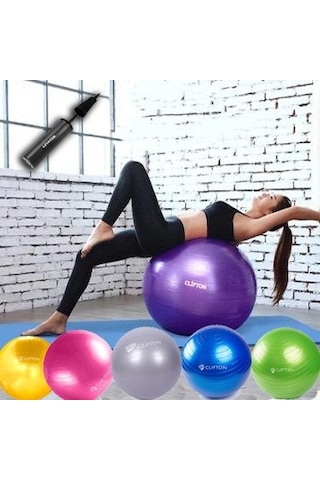 65 CM Pilates Topu ve Pompa Seti Pilates Denge Yoga Spor Mavi