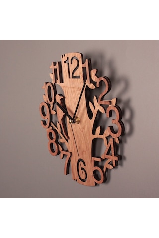 Yaleker Ahşap Ağaç Desenli Sessiz Duvar Saati - Ofis, Mutfak, Yatak Odası İçin Dekoratif, Keskin Okuma, 28.5cm, Sessiz Hareket Çok Renki