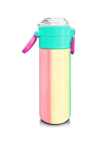 Coral High Kids Renkli Çizgili Pipetli Ve Direkt İçim Çelik Termos 500 Ml 31844 Çok Renkli
