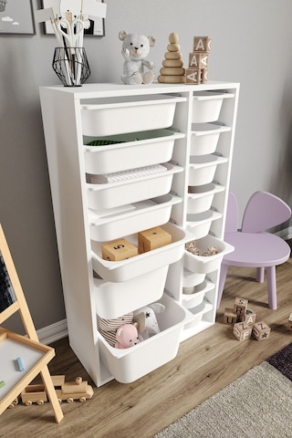 %100 Mdf - Xl Duo 16 Sepetli Oyuncak Dolabı Beyaz