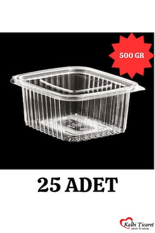 Plastik Saklama Kabı 500 Gr 25 Adet Plastik Kapaklı Kase Sızdırmaz Kap Şeffaf Kullan At Kase