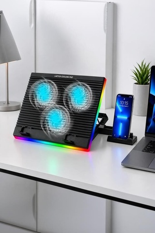 Özel Seri Cihaz Tutucu Oyuncu Aksesuar Çalışma Gereci Laptop Soğutucu Cf10 Siyah