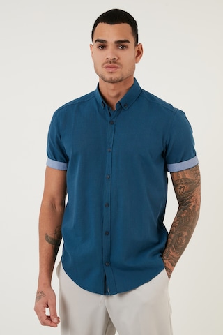 Buratti Pamuklu Slim Fit Düğmeli Yaka Kısa Kollu Erkek Gömlek Cf21S112546 Indigo