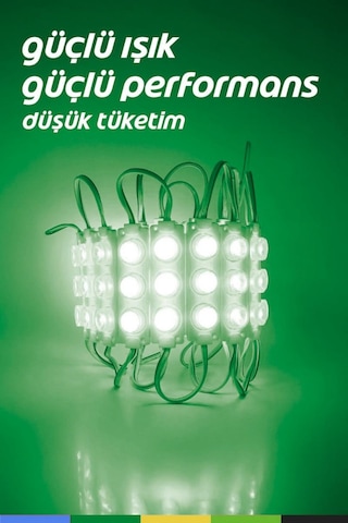 Dc 12v 3w Yeşil Modül Parmak Led Su Geçirmez Tabela Aydınlatma Dekoratif Led Modül 10 Adet