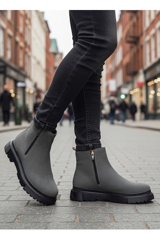 Ba0777 Süet Füme Çift Fermuarlı Erkek Yarım Bilek Bot Füme