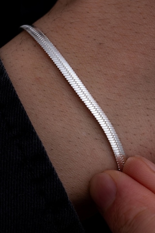 Erkek Gümüş Bileklik - 925 Ayar Bombeli Ezme Model Gümüş Erkek Bileklik