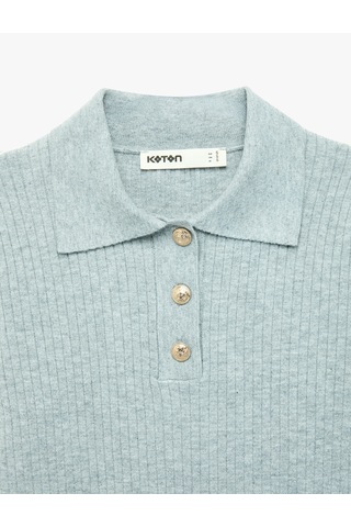 Koton Regular Fit Kısa Kollu Polo Yaka Triko Kazak Gri 7wak90215ht