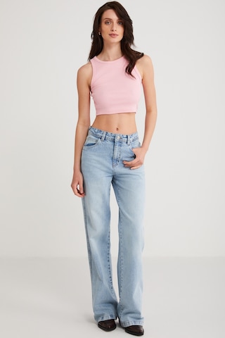 Ethıquet Joyce Kadın Slim Fit Dar Kalıp Sıfır Kol Bisiklet Yaka Örme Crop Pembe Atlet