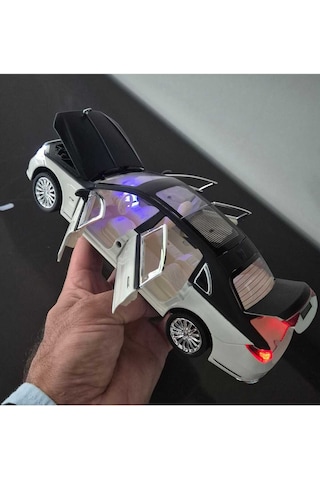 Metal Model Araç Mercedes S Class Oyuncak Araba Çek Bırak Sesli 23 Cm Beyaz Siyah