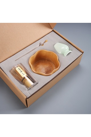 Moveevo Günlük Matcha Hazırlama Seti: Çay Fırçası, Bambı Kase, 4 Parça Japon Stili Hediyelik Kutulu Ev Kullanıma Uygun Araçlar Gümüş