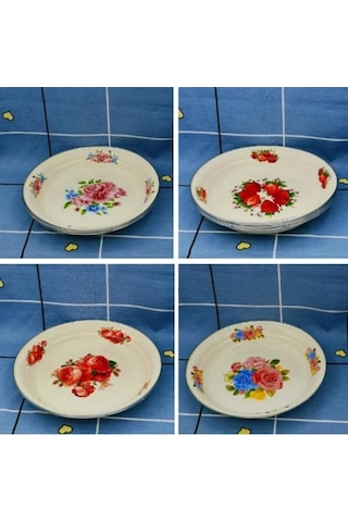 Yemek Tabağı Porselen Büyük Kapasiteli Çiçek Desenli Zarif Meze Yemek Servis Emaye Tabak D