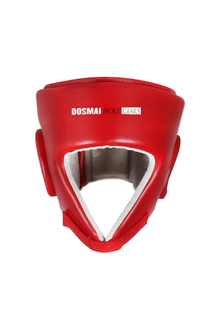 Dosmai Deri Yüz Korumalı Kick Boks Muay Thai Maç Kaskı Kırm Ko371 Kırmızı