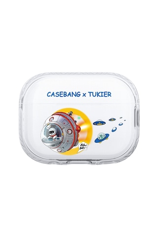 Apple Uyumlu AirPods Pro Kılıf Desenli Koruyucu Benks Casebang Departure Explore Silikon Kılıf Mavi-Sarı