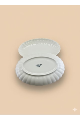 Bone Luz Form 24 Cm Kayık Tabak 2 Li Amblemli Krem