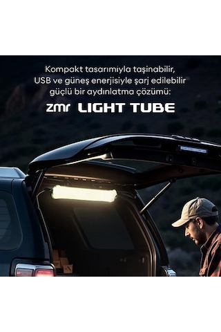 Ayt Zmr-385 Katlanır Şişirilebilir Beyaz Ledli Aydınlatma Tüpü Usb Ve Solar Güneş Enerjisi Şarjlı Armatür Kamp Lambası Beyaz