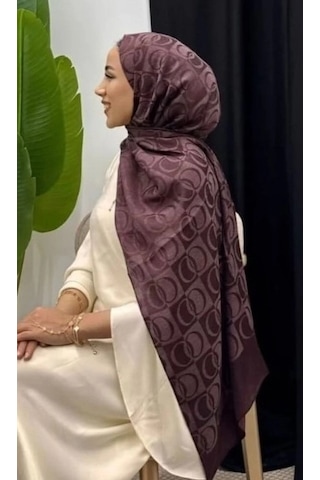 Aminenesil Halka Desen Şal Bordo Renk