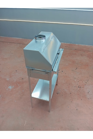 Özsal Krom Çelik 60x32 Cm Büyük Boy Portatif Sehbali Kapakli Mangal