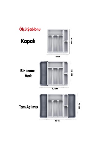 Lexroo Çift Taraflı Ayarlanabilir Organizer Çekmece İçi Kaşıklık Uzayabilen Çatal Bıçaklık Çok Renkli