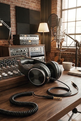 108db Studio Hifi Kablolu Kulak Üstü Kulaklık, 50mm Sürücü, Mikrofonlu, Siyah