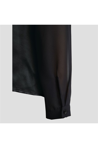 Bulalgiy Kadın Siyah Saten Bluz - Bga66114135