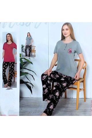 Miss Melina Bambu Kısa Kol Kadın Pijama Takımı Yeşil