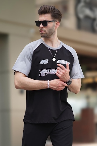 Madmext Siyah Baskılı Pamuklu Kısa Kollu Erkek Tişört 7034-siyah Siyah